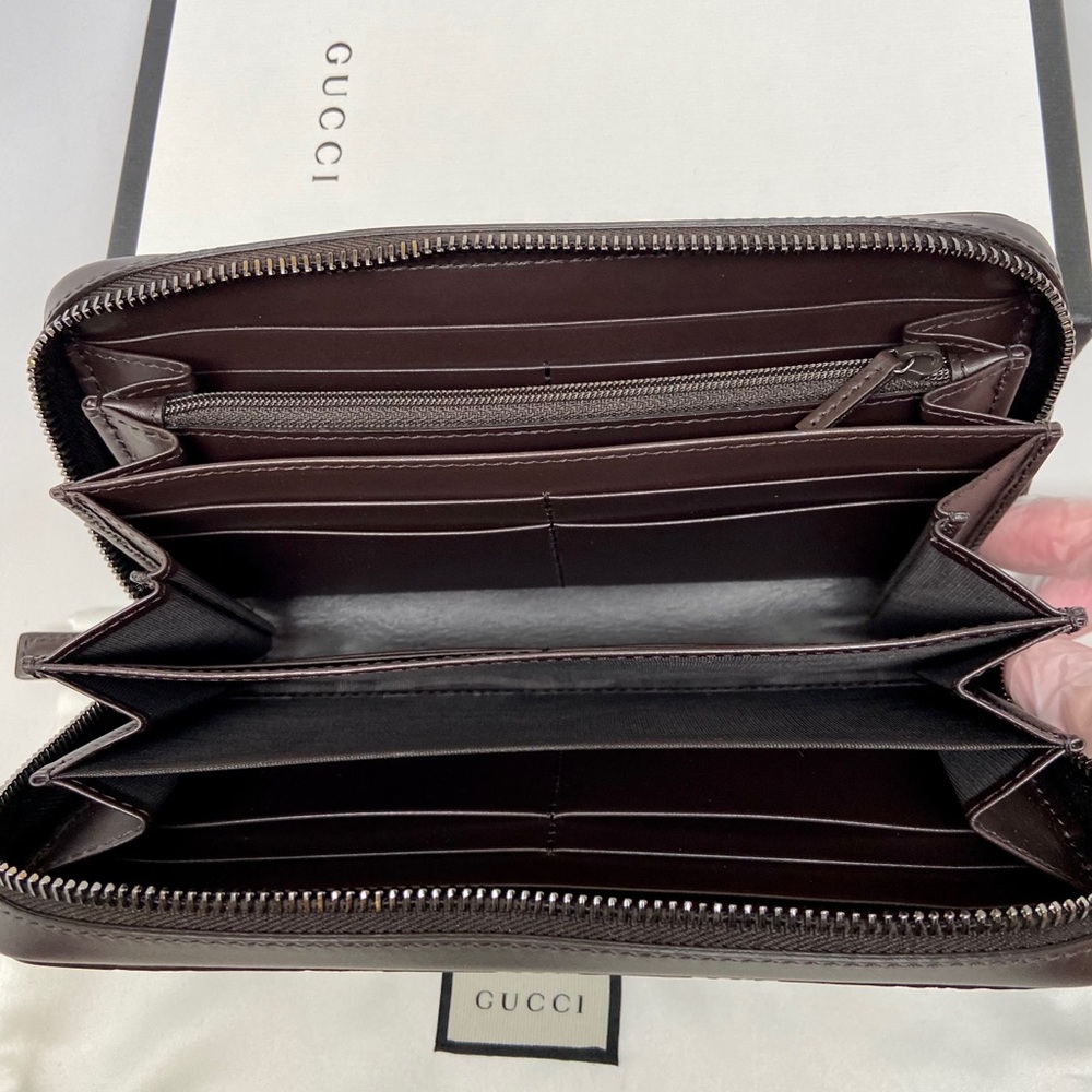 GUCCI Signature Ace GG Logo Calfskin Leather Zip Clutch Wallet Purse brand NEW - Picture 4 of 15